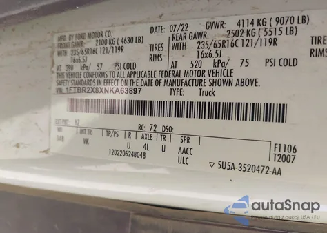 2022 Ford Transit-250 from USA, damaged, VIN 1FTBR2X8XNKA63897